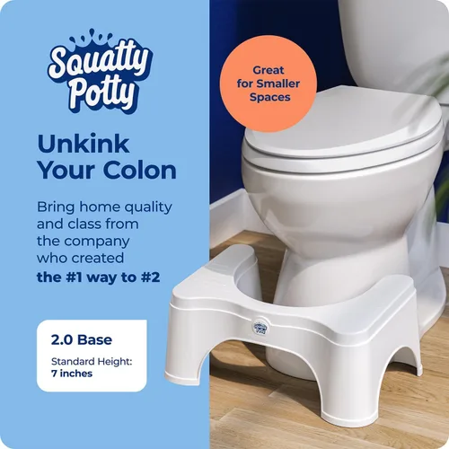 Vista 3 de Squatty Potty Taburete De Inodoro De Baño Original 2.0 Base 7 Pulgadas - Blanco Taburete de baño ergonómico para sentadillas para mejorar la salud