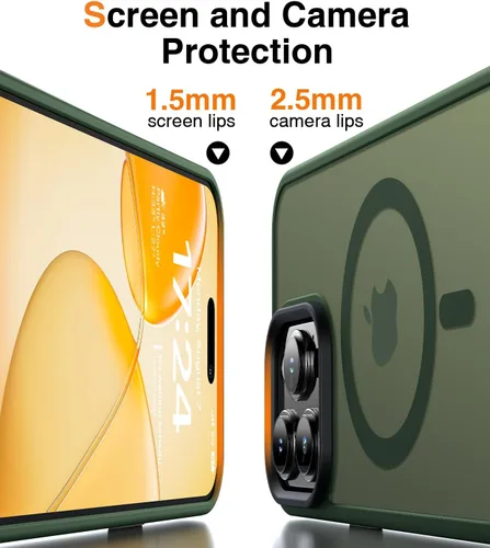 Vista 7 de Meifigno Magic Mag Series - Funda diseñada para iPhone 15 Pro, protección de grado militar y compatible con MagSafe, parte trasera mate translúcida
