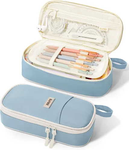 Vista 16 de Estuche Lindo para Lápices SUNEE, Funda Estética para Bolígrafos, Bolsa Grande para Lápices de Color con Cremallera, Almacenamiento y Organizador