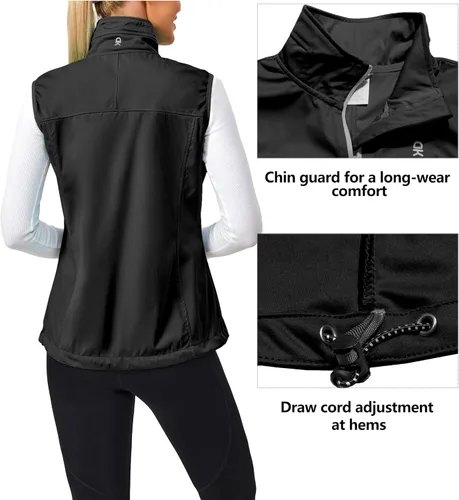 Vista 3 de Little Donkey Andy Chaleco Softshell ligero a prueba de viento para mujer, para golf, tenis, correr, ciclismo