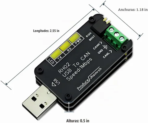 Vista 8 de Adaptador convertidor de bus USB a CAN de hasta 1 Mps