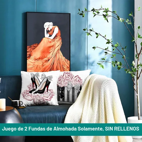 Vista 2 de Juego de 2 fundas de almohada decorativas de terciopelo suave para sofá o cama, de color rosa y gris, de 18 x 18 pulgadas, fundas de almohada 01