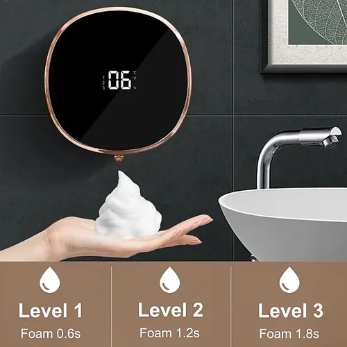 Vista 3 de Dispensador automático de jabón sin contacto, manos libres, dispensador automático de jabón espumoso para cocina y baño, montado en la pared