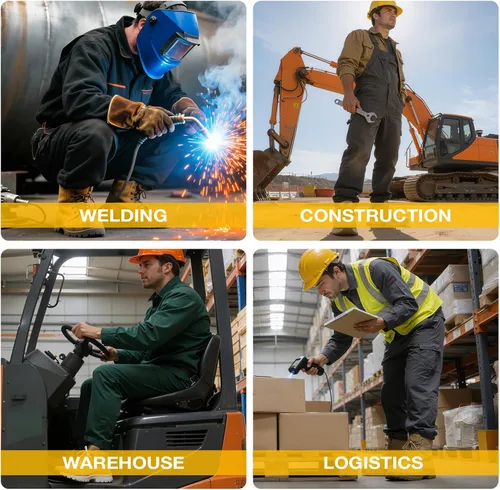 Vista 7 de GLANOUDUN - Botas de trabajo de soldadura para hombre, con punta de acero, antideslizantes, zapatos de trabajo indestructibles para hombre, zapatos