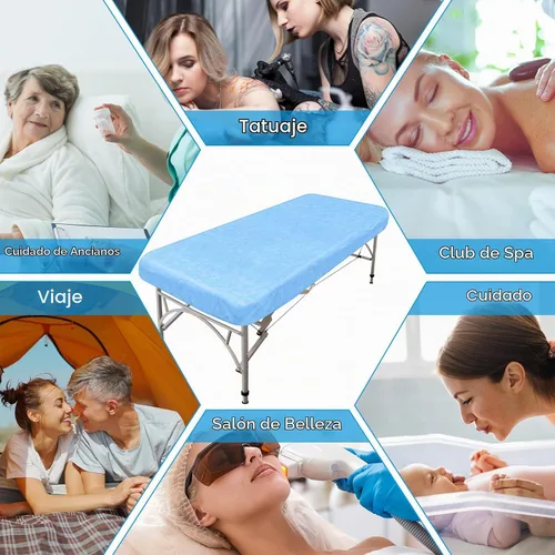 Vista 5 de Oudain 50 sábanas bajeras desechables con elástico, impermeables, a prueba de aceite, 39 x 87 pulgadas, fundas desechables para cama de masaje, spa