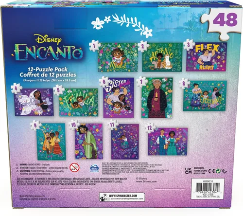 Vista 4 de Spin Master Games, Rompecabezas de Disney, Encanto - Paquete de 12, 48 piezas, rompecabezas para niños, juguetes de Disney, a partir de 4 años