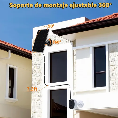 Vista 4 de Zivif - Panel solar de 7 W para cámaras de seguridad, puerto micro USB y USB-C, color negro 7 W - negro