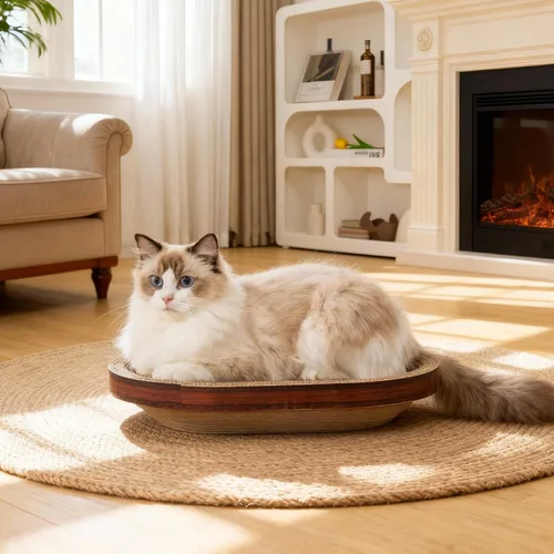 Vista 3 de Avont Juego de 3 rascadores de cartón para gatos de interior, rascador corrugado para gatos con almohadilla reversible para rascar, caja de arañazos