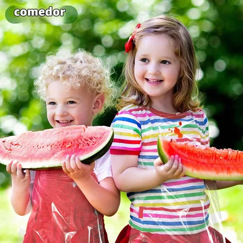 Vista 4 de Delantales desechables para niños, delantales de plástico transparente para niños, desechables, impermeables, para pintar, cocinar, 4-12