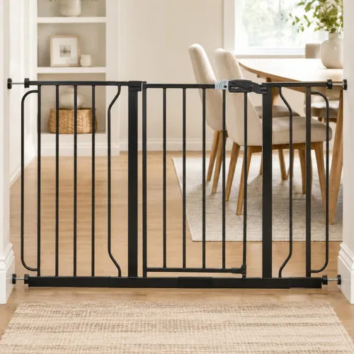 Vista 15 de Regalo Easy Step - Puerta para bebé extra alta con acceso, kit adicional, incluye kit de extensión de 4 pulgadas, kit de montaje a presión, ventosas