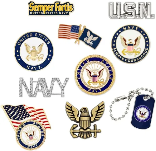 Vista 15 de PinMart Pin de solapa con licencia oficial de la Marina de los Estados Unidos – Pin de emblema militar de la Marina de los Estados Unidos – Broche