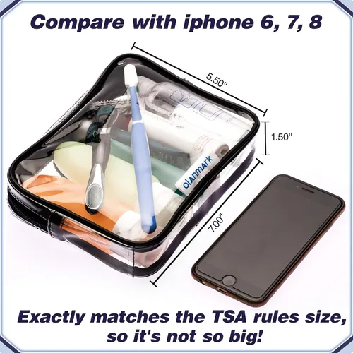 Vista 5 de Olanmark Neceser transparente aprobado por la TSA - Bolsa de maquillaje transparente grande para viaje, Claro
