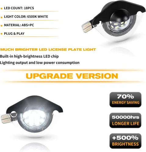 Vista 2 de Gempro - Conjunto de luz LED para placa de matrícula trasera, para camioneta Ford Mustang 1994-2004, 6000K, color blanco, paquete de 2
