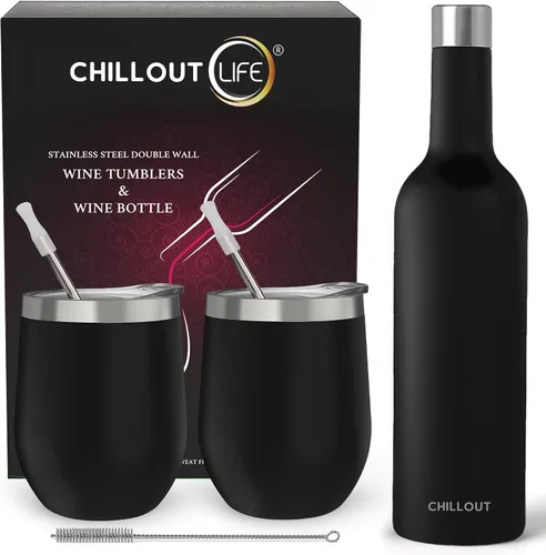 Vista 68 de CHILLOUT LIFE - Vaso de acero inoxidable de 12 onzas con tapa y caja de regalo, diseño de viaje con recubrimiento en polvo, aislamiento al vacío