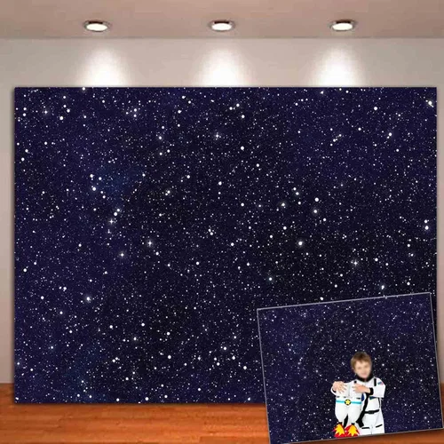 Vista 10 de HQM Telones de fondo de fotografía estrellada del universo del espacio del cielo nocturno para niños, niños o niñas, decoración de fiesta