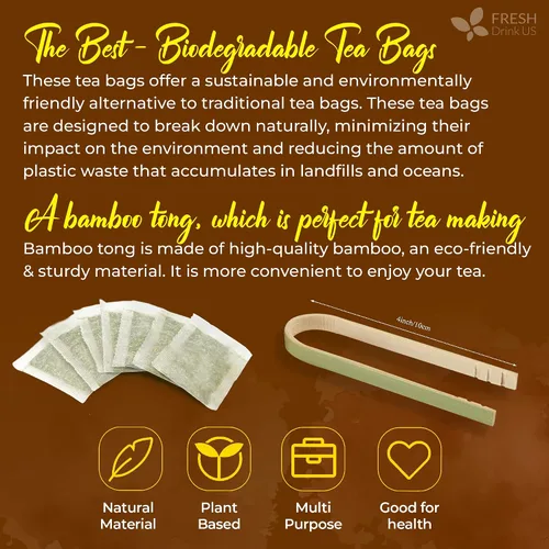 Vista 8 de FreshDrinkUS, 40 bolsas de té de raíz de bardana premium, 100% natural y puro de raíz de bardana. Fabricado con bolsas de té de material natural.
