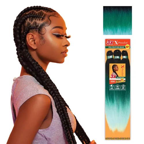 Vista 36 de Sensationnel X-Pression - Trenzas sintéticas prestiradas, 3 unidades, 58 pulgadas, negro azabache 1 Cabello trenzado, Kanekalon, ignífugo