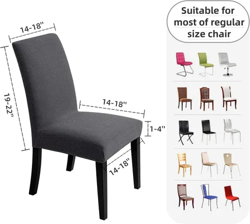 Vista 5 de Fundas para silla de comedor Fundas elásticas para silla, protector decorativo impermeable, desmontables, lavables y elásticas, de licra universal.