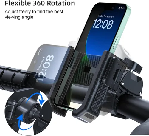 Vista 5 de Soporte de teléfono para bicicleta, soporte de motocicleta, [bloqueo 1S] abrazadera para manillar de bicicleta, soporte de teléfono celular