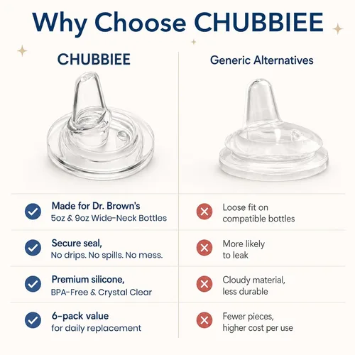 Vista 4 de CHUBBIEE Boquillas sorbantes para biberones de cuello ancho del Dr. Brown's