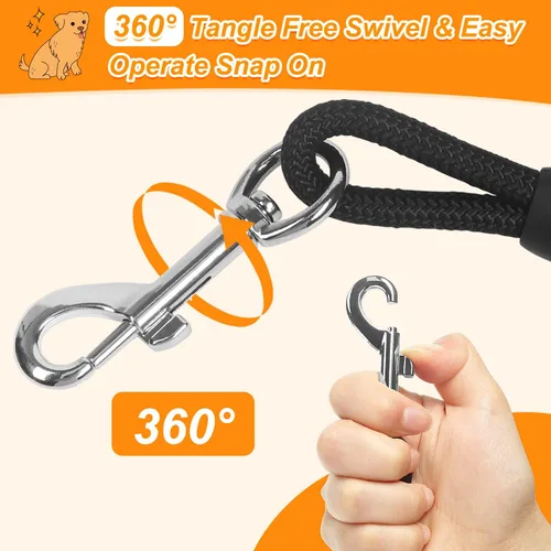 Vista 4 de Vivifying Correa larga flotante para perro, correa de entrenamiento para perros de 20 pies, cable de control con mango cómodo para exteriores, Negro