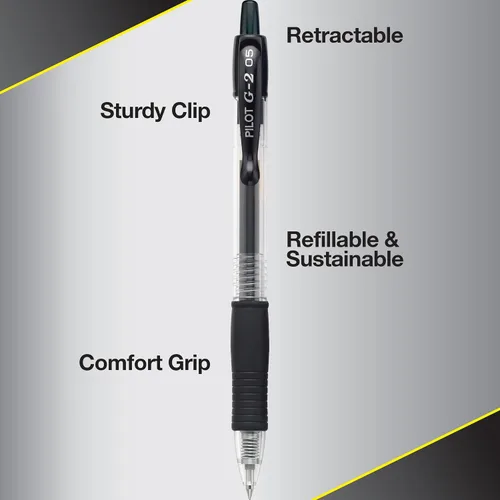 Vista 5 de Pilot G2 Premium Gel Roller Pens, Extra Fine Point 0.5 mm, Gel Pens Black Ink, Pack of 12 - Ideal for School, Journaling & Office Writing