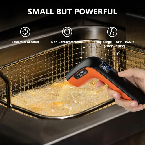 Vista 4 de Pistola termómetro infrarroja recargable para cocinar -58℉~1022℉ INKBIRD Pantalla colorida Pistola de temperatura láser digital para horno