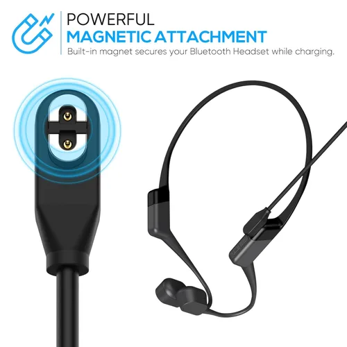 Vista 3 de Cable de carga de repuesto para AfterShokz Aeropex AS800 y Shokz OpenRun Pro y OpenRun y OpenRun Mini y OpenComm, cable de carga USB con adaptador