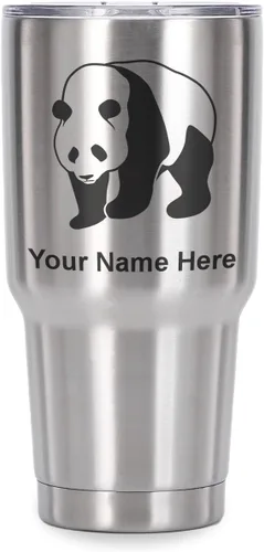 Vista 40 de LaserGram Vaso aislado al vacío de 20 onzas, oso panda, grabado personalizado incluido (negro)