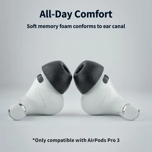 Vista 3 de Comply TrueGrip MAX Almohadillas de repuesto premium de espuma viscoelástica para Apple AirPods Pro Gen 3 Comodidad duradera, durabilidad MAX