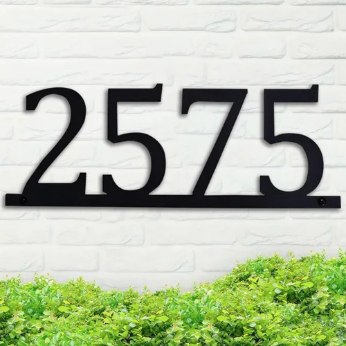 Vista 33 de Placa de dirección de metal personalizada, señales de números para placa de pared de casa, señal de dirección con nombre de calle, números de casa