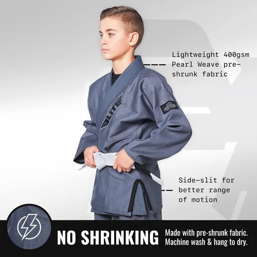 Vista 2 de Elite Sports Kids BJJ GI - Kimono brasileño Jiujitsu Gi con tela preencogida y cinturón, para niños y jóvenes, aprobado por la IBJJF