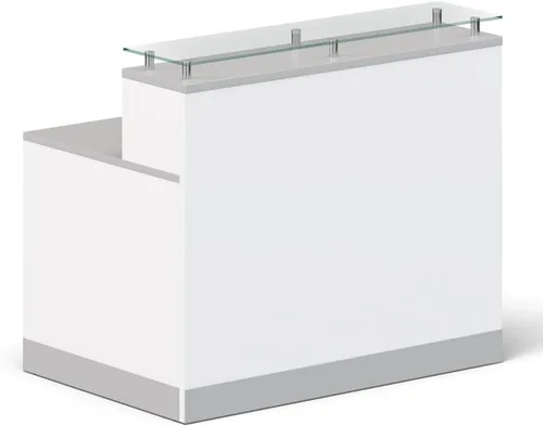 Vista 5 de NBF Recepción Mostrador superior de cristal para vestíbulo de oficina, 48" W, Driftwood Gris
