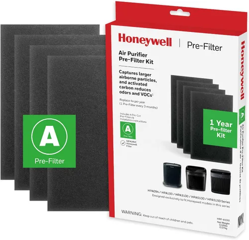 Vista 9 de Honeywell HRF-A100 - Filtro de purificador de aire, 4 unidades (paquete de 1), filtro de aire de alérgenos dirigido a polvo, compuestos orgánicos