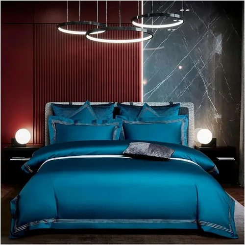 Vista 15 de Juego de ropa de cama de algodón egipcio de 1000 hilos, 4/6 piezas, tamaño doble, queen, king, bordado, funda de edredón, sábana, funda de almohada