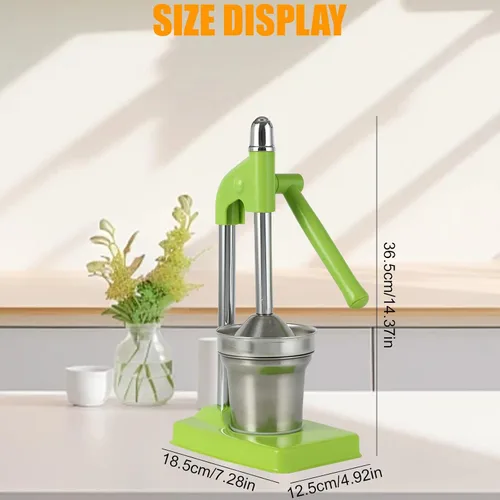 Vista 6 de Heavy-Duty Stainless Steel Manual Juicer, Cast Iron Hand Press Squeezer for Fresh Lemonade & Orange Juice, Essential Home Kitchen Tool (Green)