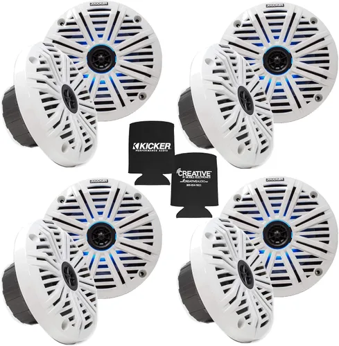 Vista 15 de KICKER Paquete de altavoces coaxiales marinos de repuesto OEM negro de 6.5 "4 ohmios - 8 altavoces Eight black 6.5 in 4-ohm coaxial OEM