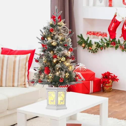 Vista 6 de GarveeHome Juego de 2 árboles de Navidad preiluminados de 3 pies, árboles de Navidad artificiales con 78 luces LED, árbol de Navidad preiluminado