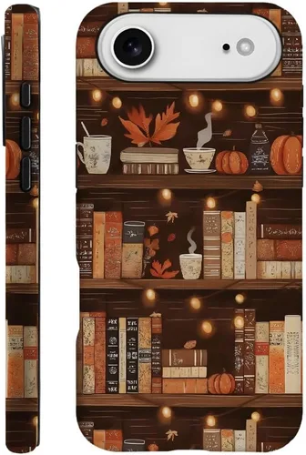 Vista 28 de Compatible con iPhone 13, Funda para teléfono duradera y a prueba de golpes con diseño de estantería de otoño - Calabaza de otoño Otoño Otoño