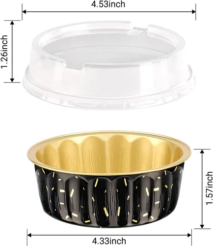 Vista 2 de EUSOAR Moldes de papel de aluminio para magdalenas, paquete de 50 moldes desechables de papel de aluminio de 8 onzas (7.9 fl oz) con tapas, papel