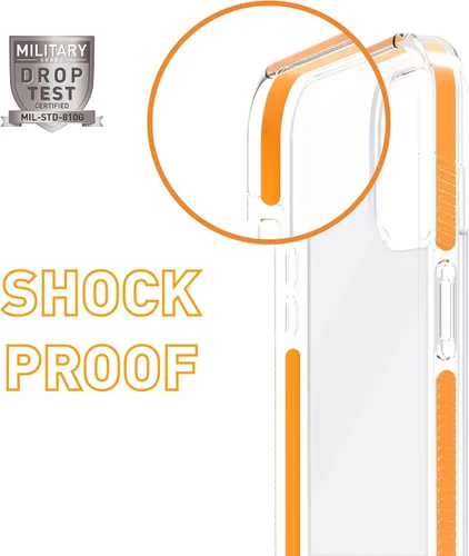 Vista 8 de ARMOR Funda Signature para iPhone 12 Pro / 12, transparente con cinta naranja