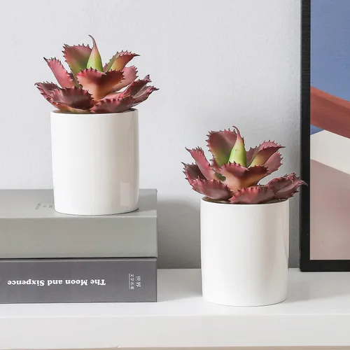 Vista 5 de Planta suculenta artificial de 7.08 pulgadas, suculentas sintéticas, agave potatorum, arreglo floral, manualidades, pared, materiales para Morado