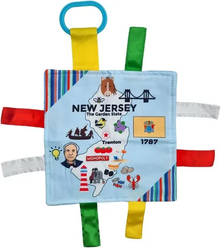 Vista 13 de Baby Jack & Co - Cochecito de juguete para bebés de 8 x 8 pulgadas con etiqueta del estado de Arkansas, juguetes arrugados para desarrollar cinco