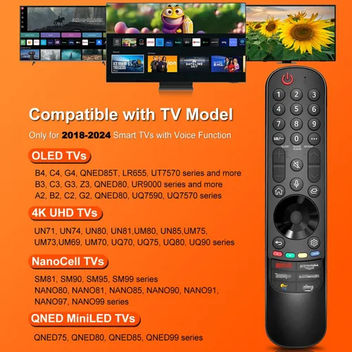 Vista 4 de Control remoto de voz universal inteligente con puntero y función de voz compatible con LG 2024-2018 Model Year TV MR24GA MR23GA MR22GA MR21GA MR20GA