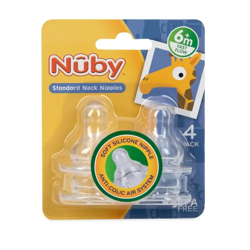 Vista 3 de Nuby Paquete de 4 pezones estándar de flujo rápido para cuello