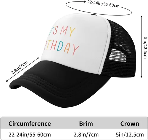 Vista 5 de It's My Birthday - Gorra de béisbol de malla ajustable, sombrero de pesca al aire libre para hombres y mujeres