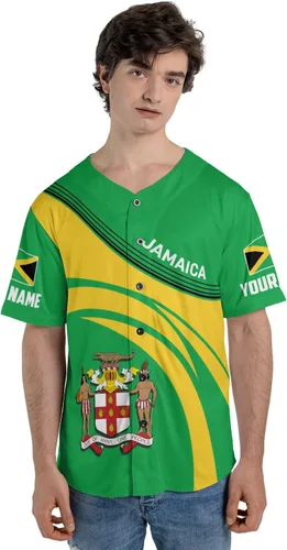 Vista 5 de Camiseta de béisbol de Jamaica con nombre personalizado, camiseta jamaicana personalizada, uniforme de orgullo de Jamaica, unisex, S-5XL