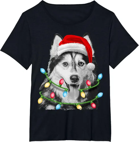 Vista 21 de Camiseta para niños con diseño de hachís siberiano con luces de árbol de Navidad Negro