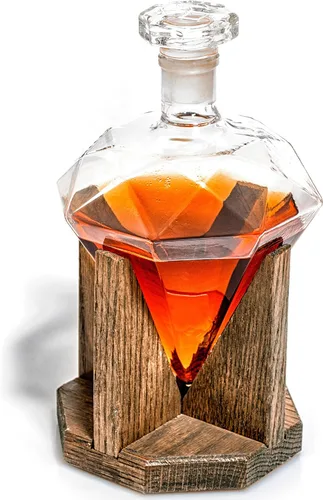 Vista 2 de Juego de decantadores de whisky con 4 vasos – Decantadores de diamantes de regalo para recién casados para alcohol, ron, bourbon, whisky, decantador
