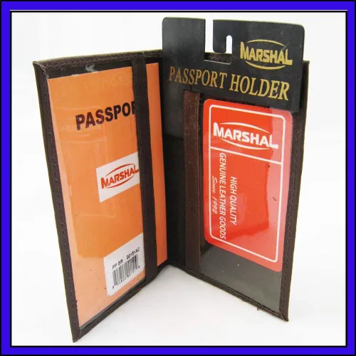 Vista 4 de 1 RFID bloqueo de cuero pasaporte titular de la cartera de la cubierta de la caja de seguridad protector marrón